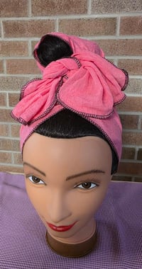 Image 1 of Pure Linen Headscarf in Rosie Pink 