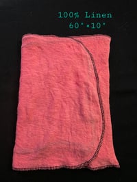 Image 2 of Pure Linen Headscarf in Rosie Pink 