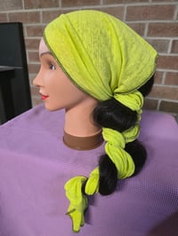 Image 1 of Pure Linen Headscarf in Lemon Lime
