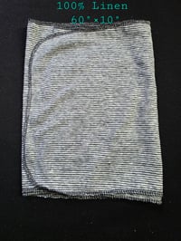 Image 2 of Pure Linen Headscarf in Black & White Pinstripe 