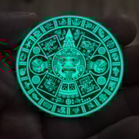 Image 1 of Glow in the Dark Aztec Calendar Mini Vinyl Sticker