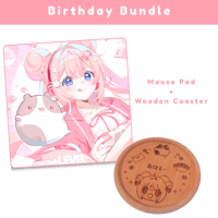 Image 1 of 【LIMITED PRE ORDER】Bun-mii Birthday Bundle 2025 (Mouse Pad + Wooden Coaster)