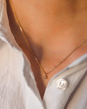 Image of 18ct yellow gold 3.0mm rose-cut diamond necklace - Milled edge setting 