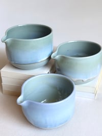 Image 5 of Sage Green Porcelain Matcha Bowl with Opalescent Glaze - 3
