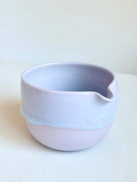 Image 4 of Lavender Matcha Bowl with Aquamarine Drip 
