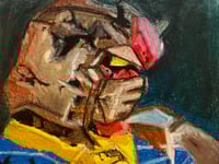 Gundam Warrior, 8in x 10in, Pastel on canvas
