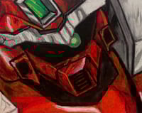 Red Gundam Warrior, 16in x 20in, pastel on canvas