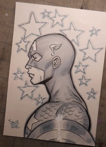 Image of Original ink and gray tone drawing of Captain America
