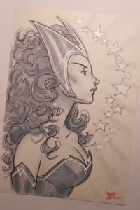 Image of  Original ink and gray tone drawing of Scarlet Witch
