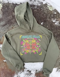LARGE Women's Butterfly Crop Hoodie - Military Green