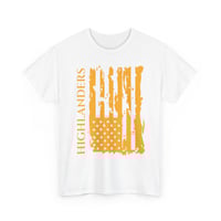 Image 3 of Highlanders Distressed Flag T‑Shirt — Vertical Orange American Flag Design-c48a40dc