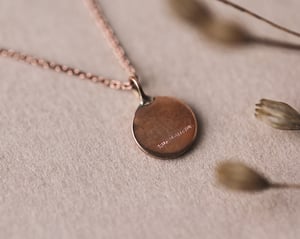 Image of Personalised 'Barleycorn' tiny rose gold disc necklace