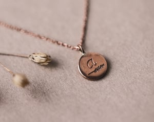 Image of Personalised 'Barleycorn' tiny rose gold disc necklace