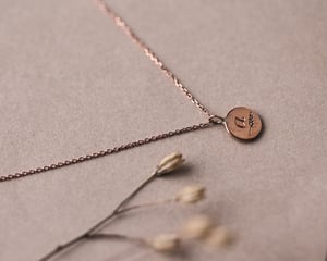 Image of Personalised 'Barleycorn' tiny rose gold disc necklace