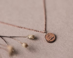 Image of Personalised 'Barleycorn' tiny rose gold disc necklace