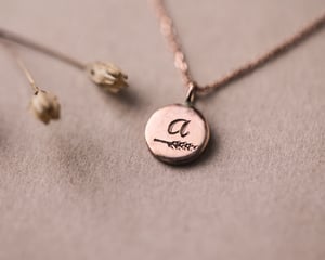 Image of Personalised 'Barleycorn' tiny rose gold disc necklace