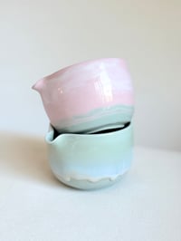 Image 5 of Pink and Sage Green Marble Porcelain Matcha Bowl - discounted