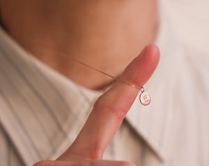 Image of Personalised 'Barleycorn' tiny rose gold disc necklace