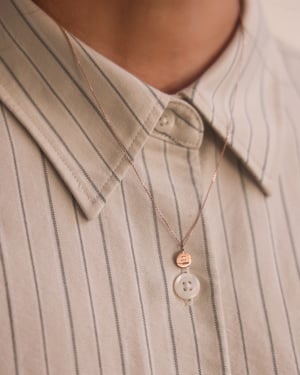 Image of Personalised 'Barleycorn' tiny rose gold disc necklace