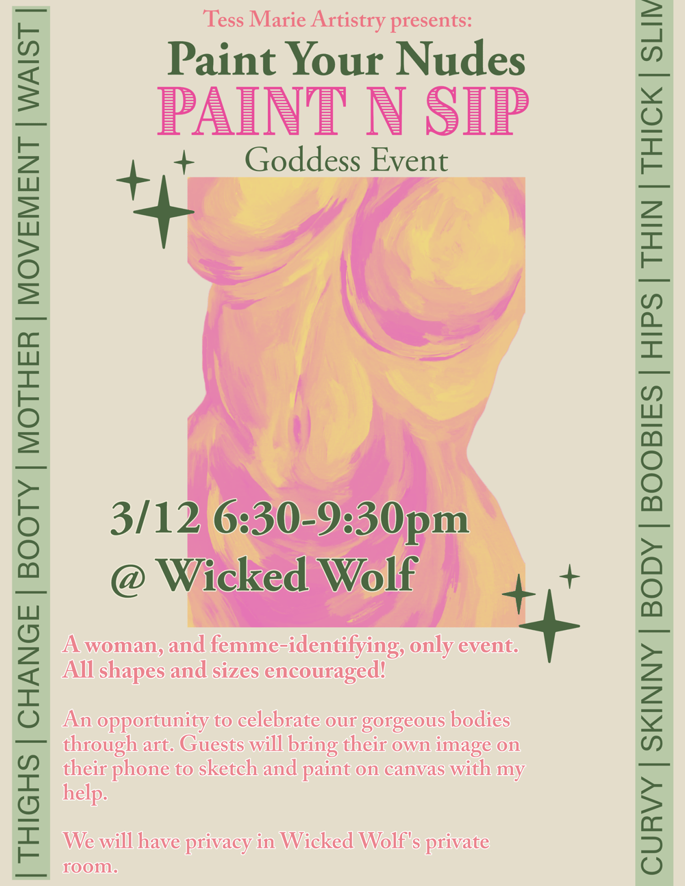 Image of "Paint Your Nudes" - Thursday 3/12 6:30-9:30pm 