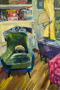 Green Velvet Chair, Mittie Cuetara 