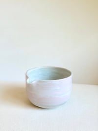 Image 1 of Pink and Sage Green Marbled Porcelain Matcha Bowl