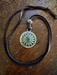 Image 2 of WL&A Handmade Peace Silver Dollar Old Style Royston Heishi Pendant #1 