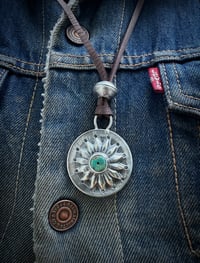 Image 3 of WL&A Handmade Peace Silver Dollar Old Style Royston Heishi Pendant #1 