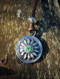 Image 1 of WL&A Handmade Peace Silver Dollar Old Style Royston Heishi Pendant #1 