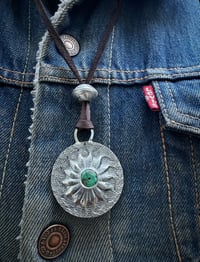 Image 3 of WL&A Handmade Peace Silver Dollar Old Style Royston Heishi Pendant #2