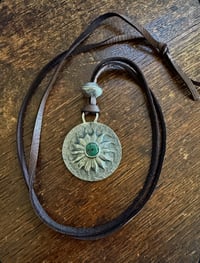 Image 2 of WL&A Handmade Peace Silver Dollar Old Style Royston Heishi Pendant #2