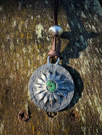 Image 1 of WL&A Handmade Peace Silver Dollar Old Style Royston Heishi Pendant #2