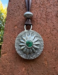 Image 4 of WL&A Handmade Peace Silver Dollar Old Style Royston Heishi Pendant #2