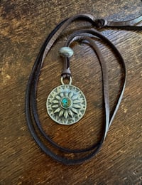 Image 2 of WL&A Handmade Peace Silver Dollar Old Style Royston Heishi Pendant #3