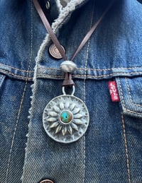 Image 3 of WL&A Handmade Peace Silver Dollar Old Style Royston Heishi Pendant #3