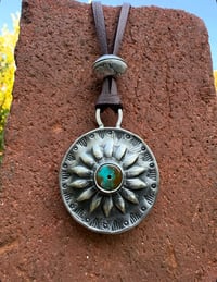 Image 4 of WL&A Handmade Peace Silver Dollar Old Style Royston Heishi Pendant #3