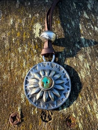 Image 1 of WL&A Handmade Peace Silver Dollar Old Style Royston Heishi Pendant #3