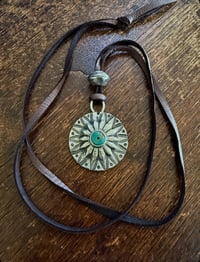 Image 2 of WL&A Handmade Peace Silver Dollar Old Style Royston Heishi Pendant #4