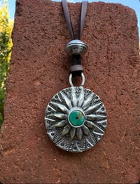 Image 4 of WL&A Handmade Peace Silver Dollar Old Style Royston Heishi Pendant #4