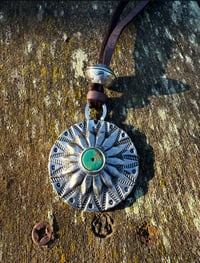 Image 1 of WL&A Handmade Peace Silver Dollar Old Style Royston Heishi Pendant #4