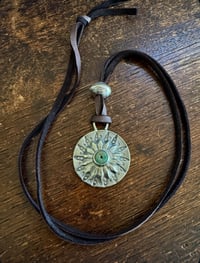 Image 2 of WL&A Handmade Peace Silver Dollar Old Style Royston Heishi Pendant #5