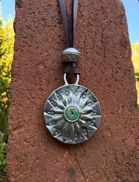 Image 4 of WL&A Handmade Peace Silver Dollar Old Style Royston Heishi Pendant #5