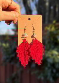 Image 1 of Mini Red Leaf Earrings