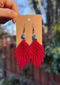 Image 3 of Mini Red Leaf Earrings