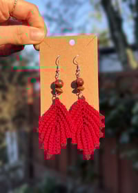Image 4 of Mini Red Leaf Earrings