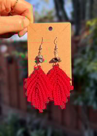 Image 5 of Mini Red Leaf Earrings