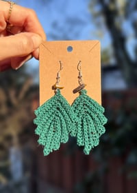 Image 1 of Mini Green Leaf Earrings