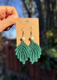 Image 2 of Mini Green Leaf Earrings