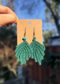 Image 3 of Mini Green Leaf Earrings