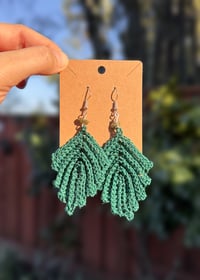 Image 5 of Mini Green Leaf Earrings